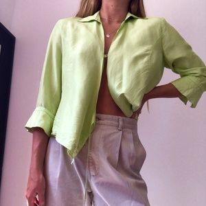 Silk green top